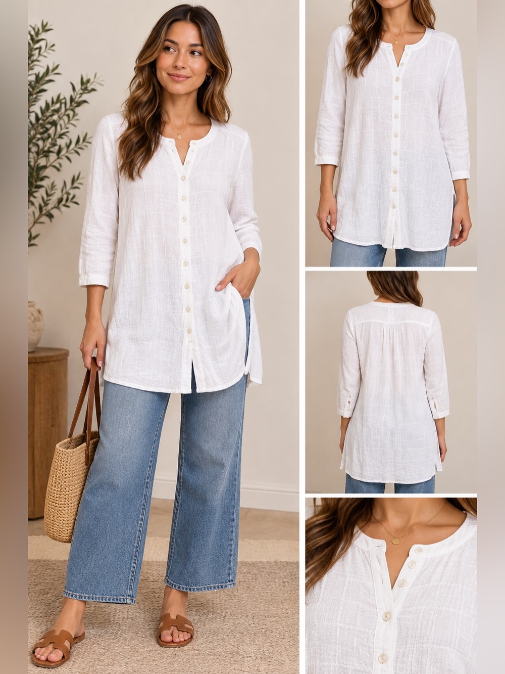 J. Jill cotton/linen button down tunic Medium